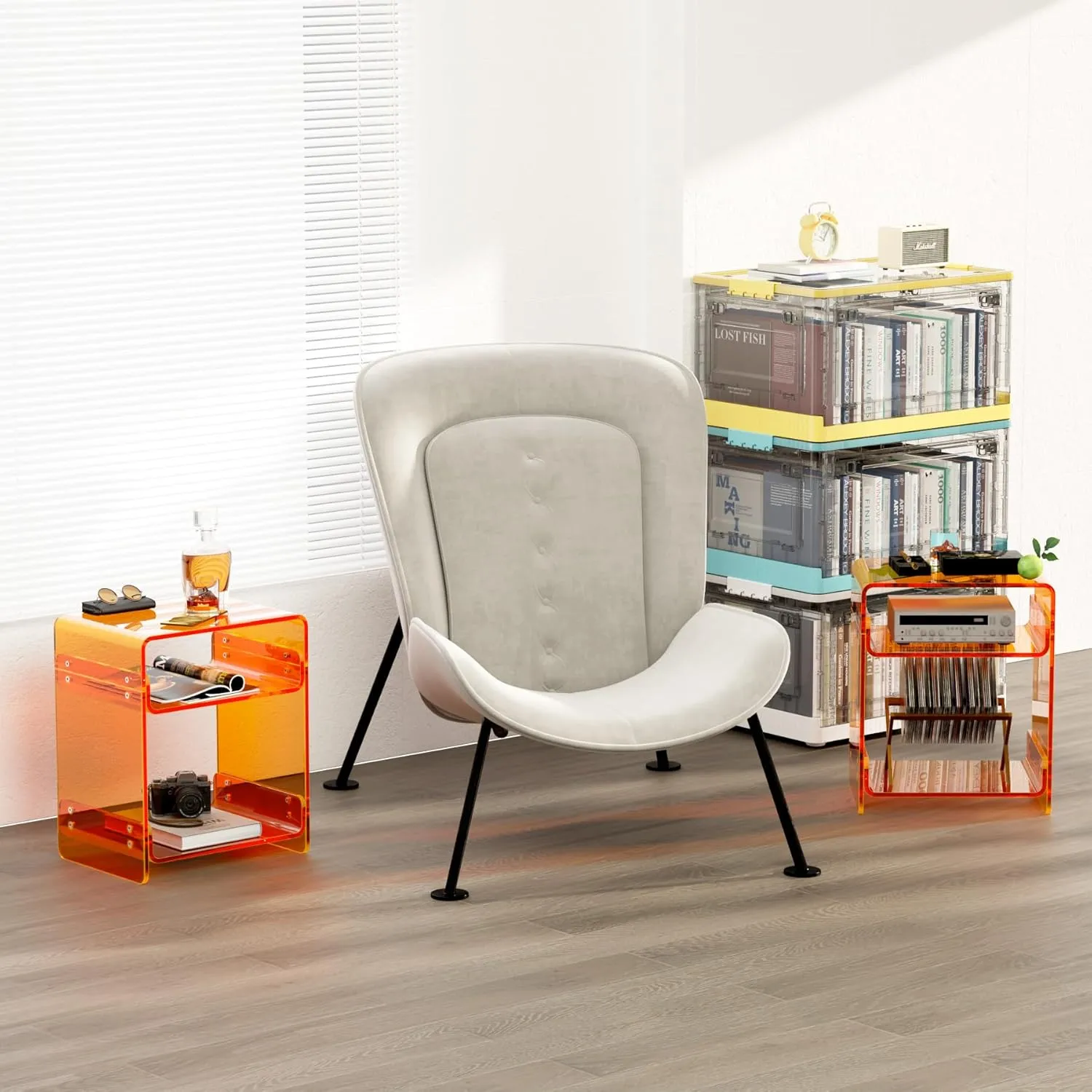 Clear Acrylic 3-Tier End Table/Nightstand – Sleek Bedside Storage with Durable Design, Perfect for Bedrooms, Living Rooms, or Modern Interiors – Ideal as a Bedside Table or Sofa Side Piece