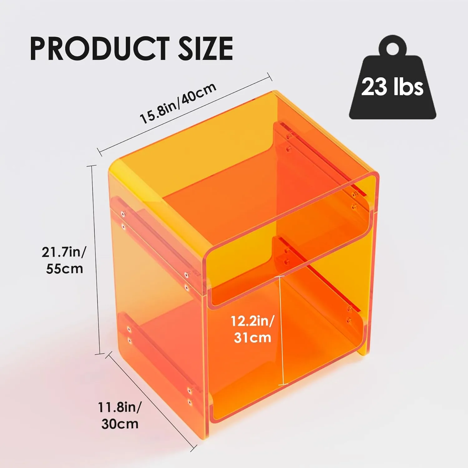 Clear Acrylic 3-Tier End Table/Nightstand – Sleek Bedside Storage with Durable Design, Perfect for Bedrooms, Living Rooms, or Modern Interiors – Ideal as a Bedside Table or Sofa Side Piece