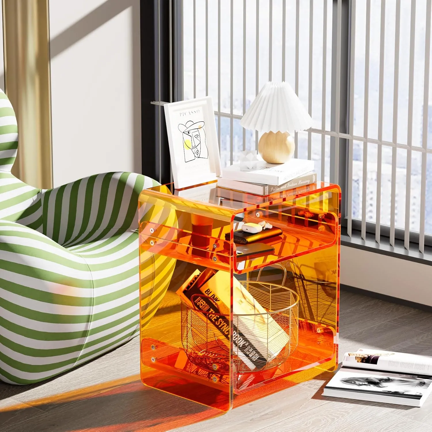 Clear Acrylic 3-Tier End Table/Nightstand – Sleek Bedside Storage with Durable Design, Perfect for Bedrooms, Living Rooms, or Modern Interiors – Ideal as a Bedside Table or Sofa Side Piece