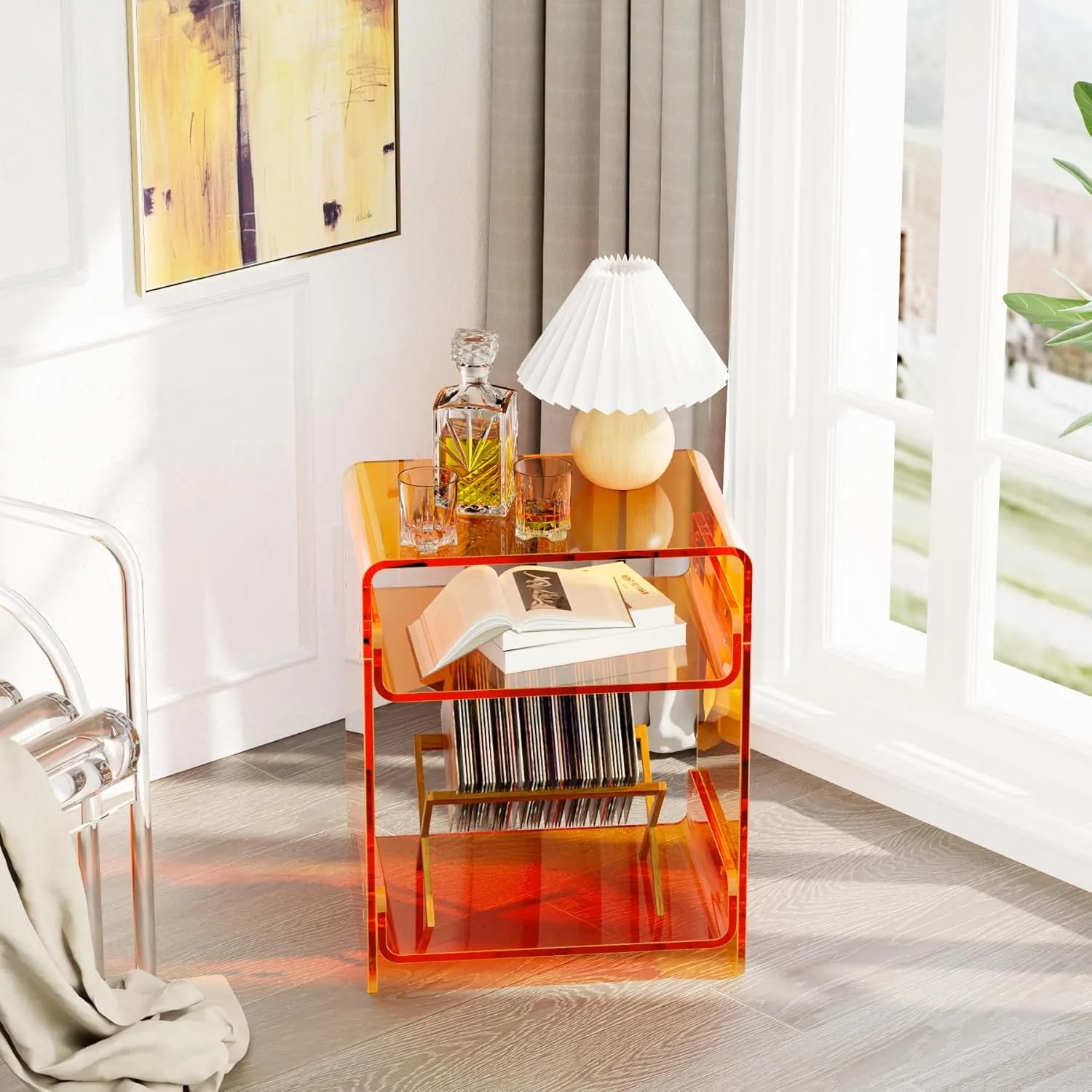 Clear Acrylic 3-Tier End Table/Nightstand – Sleek Bedside Storage with Durable Design, Perfect for Bedrooms, Living Rooms, or Modern Interiors – Ideal as a Bedside Table or Sofa Side Piece