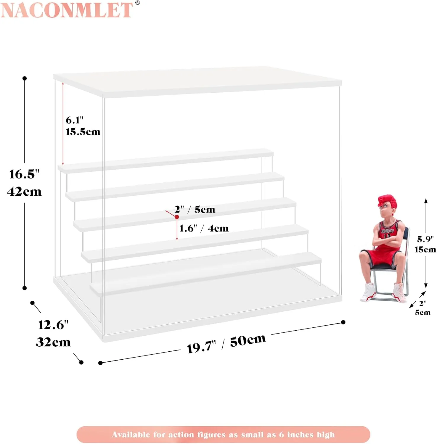 Clear Acrylic Display Case for Action Figure- Funko Pop,6 Tier Display Stand Dustproof Showcase with Colorful Lighting, Display Cases for Collectibles