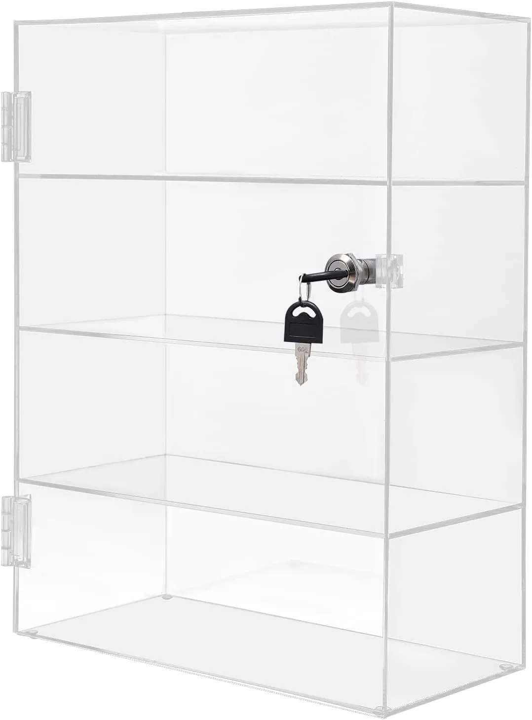 Clear Acrylic Display Case,4 Layer Transparent Countertop Showcase,Protection Showcase with Lock for Toy Collectibles Office Retail Store Safe Storage Sunglasses Toys (11.81*5.9*15.75 Inch)
