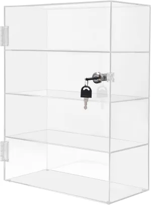 Clear Acrylic Display Case,4 Layer Transparent Countertop Showcase,Protection Showcase with Lock for Toy Collectibles Office Retail Store Safe Storage Sunglasses Toys (11.81*5.9*15.75 Inch)