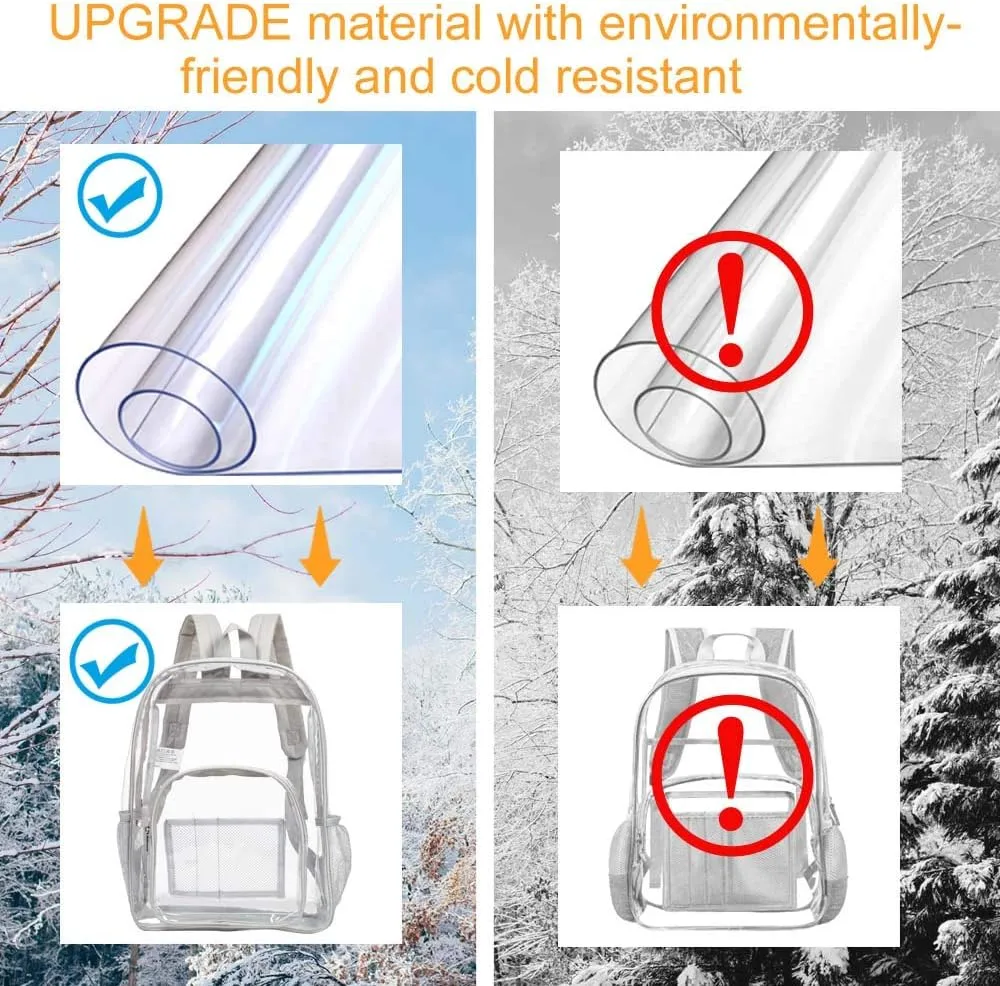 Clear Backpack, Heavy Duty Transparent Bookbag for Women and Men