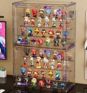 Clear Display Case for Figures, Adjustable Display Box, Acrylic Figure Display Case with Magnetic Door, Clear Stackable Display Box for Action Figures, Pop Mart, Funko Pop, Collectibles(Clear, 1 Pack)
