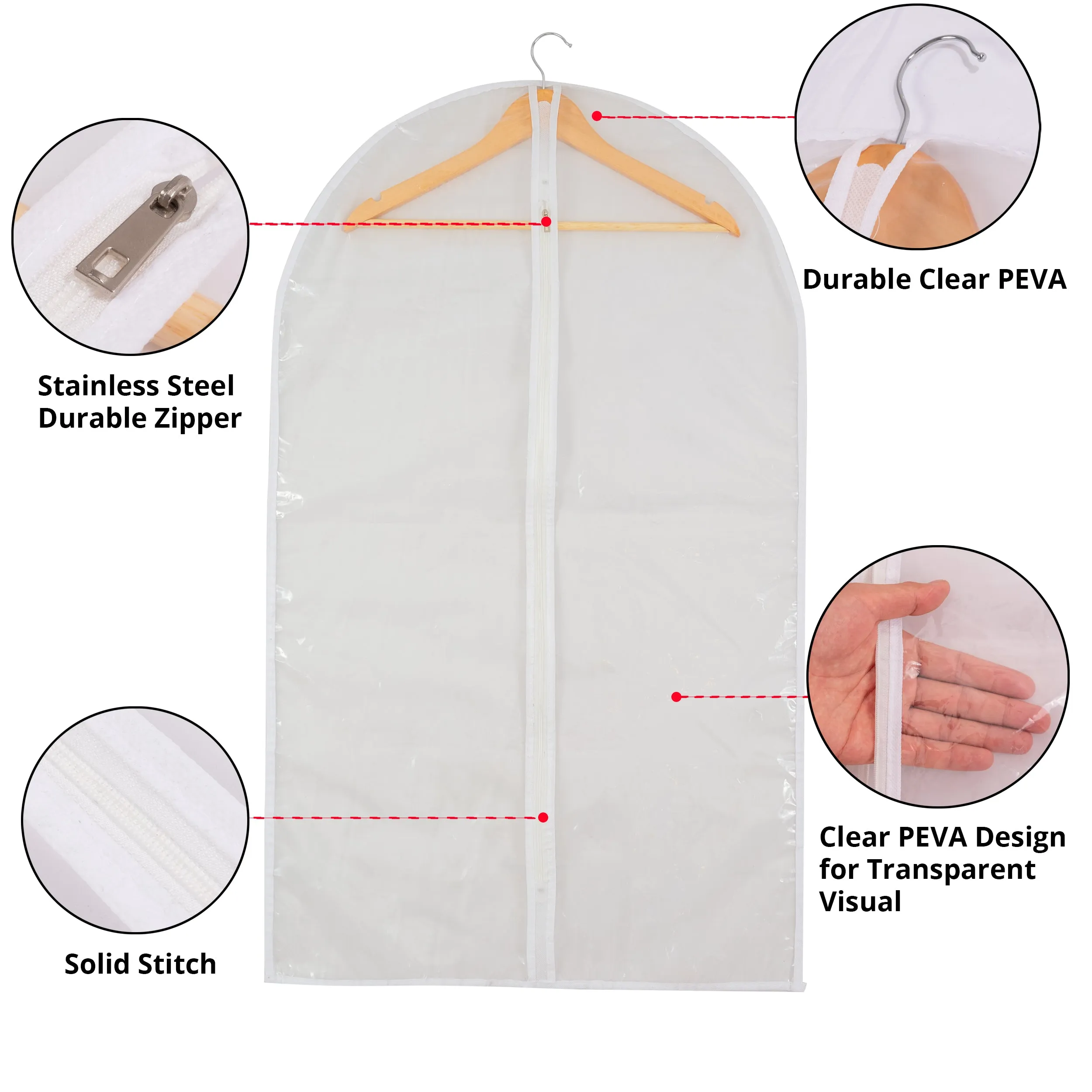 Clear Garment Bag Long Garment Bags for Gowns, Vinyl Dress Bags for Closet Storage, Coat Covers for Closet With Zipper Plastic Garment Bags for Hanging Clothes Long Dress - 24'' X 48''/6 Pack-12 Pack