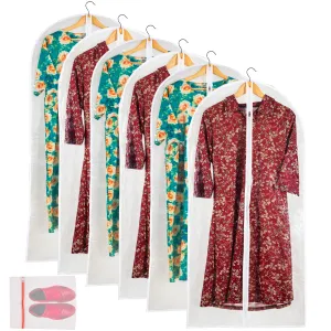 Clear Garment Bag Long Garment Bags for Gowns, Vinyl Dress Bags for Closet Storage, Coat Covers for Closet With Zipper Plastic Garment Bags for Hanging Clothes Long Dress - 24'' X 48''/6 Pack-12 Pack