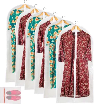 Clear Garment Bag Long Garment Bags for Gowns, Vinyl Dress Bags for Closet Storage, Coat Covers for Closet With Zipper Plastic Garment Bags for Hanging Clothes Long Dress - 24'' X 48''/6 Pack