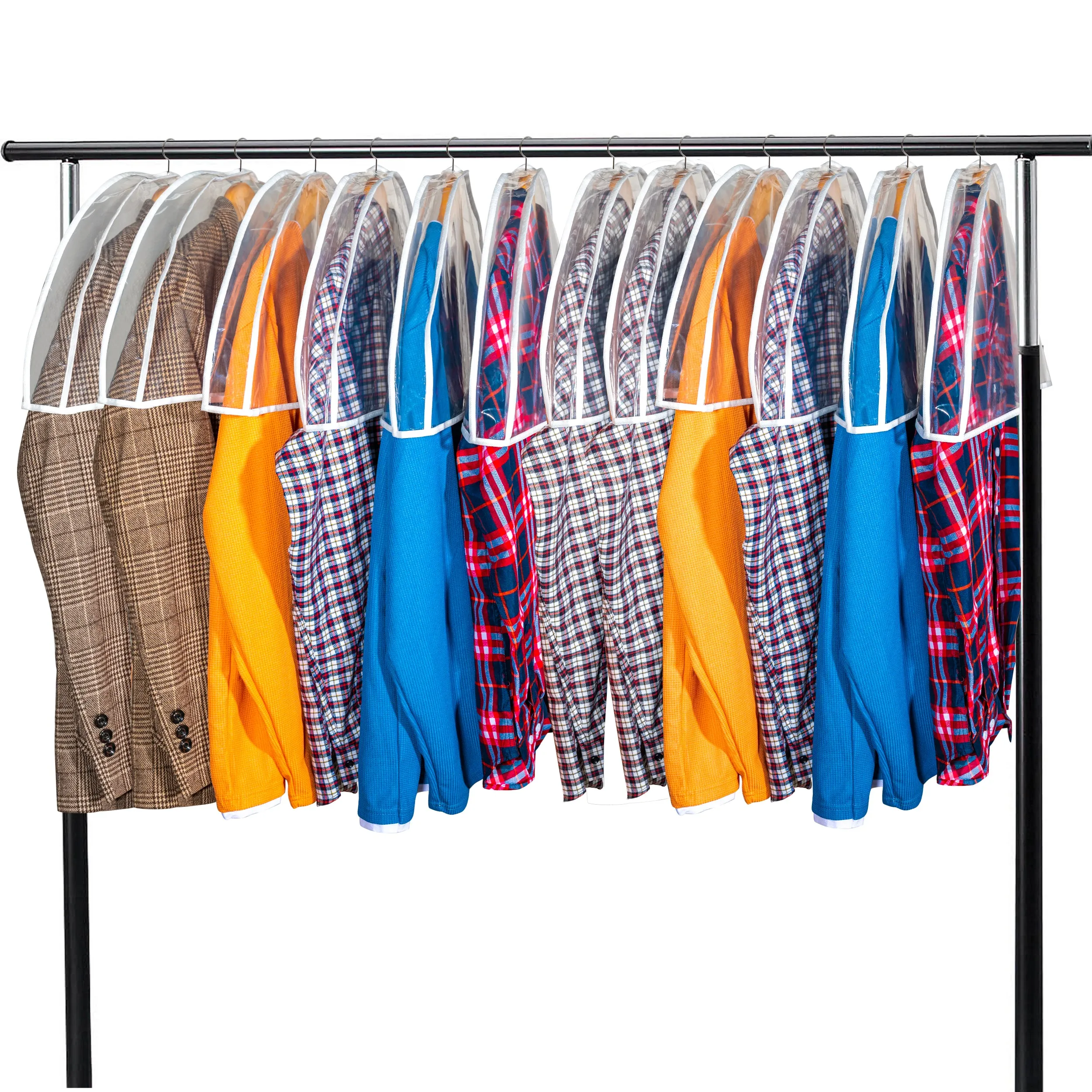 Clear Shoulder Covers Vinyl Plastic Hanger Covers for Clothes (Set of 12), Closet Clothes Protectors Breathable Garment Cover with 2" Gusset, Suit Shoulder Covers for Closets - 24'' X12" X2''/12 Pack