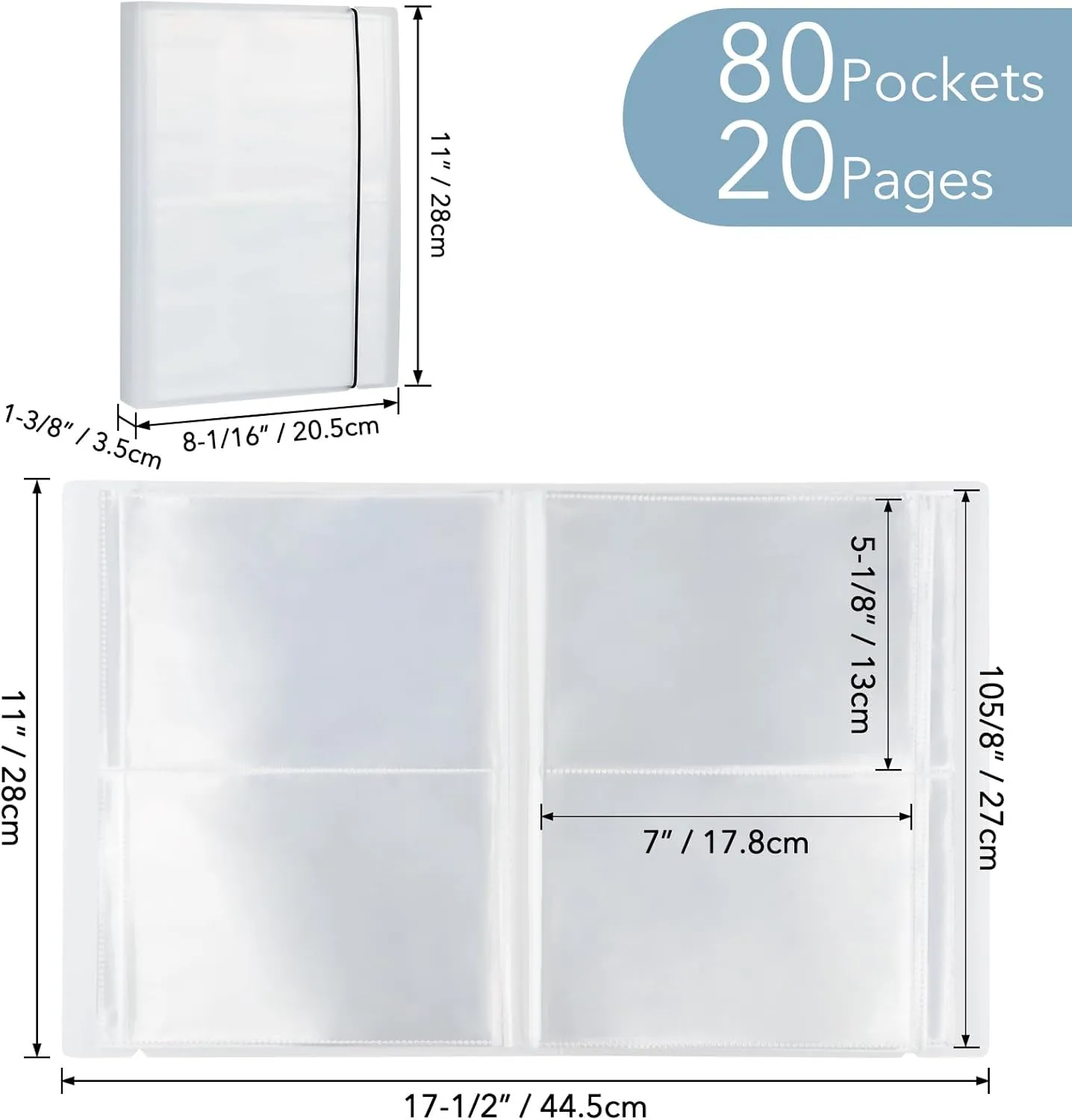 Clear Stamps Storage Embossing Folder Storage Large Photo Storage Album Seal Bags Storage Keeper Cards Folder Storage Bag for DIY Scrapbooking Arts Crafts Collecting Bags 20pages 80 pockets