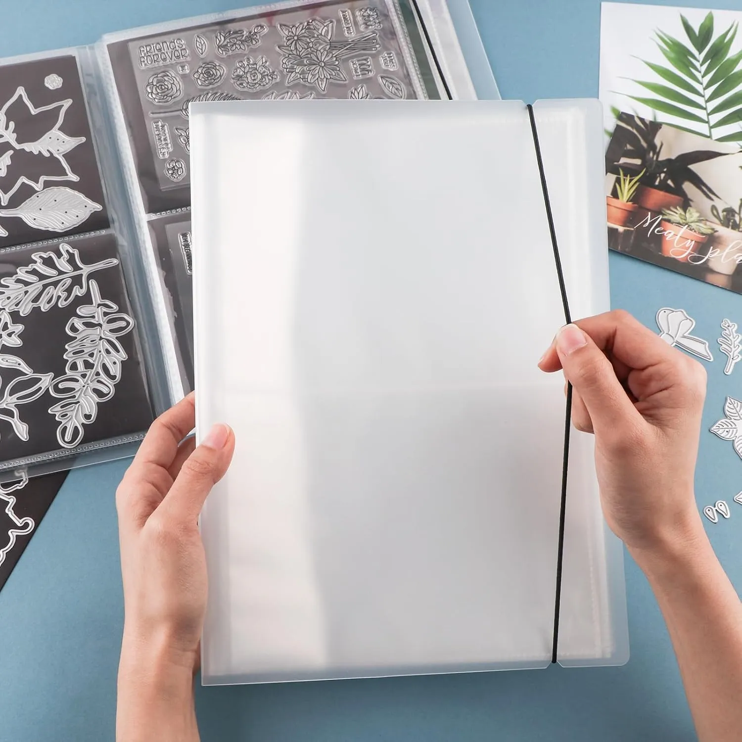 Clear Stamps Storage Embossing Folder Storage Large Photo Storage Album Seal Bags Storage Keeper Cards Folder Storage Bag for DIY Scrapbooking Arts Crafts Collecting Bags 20pages 80 pockets