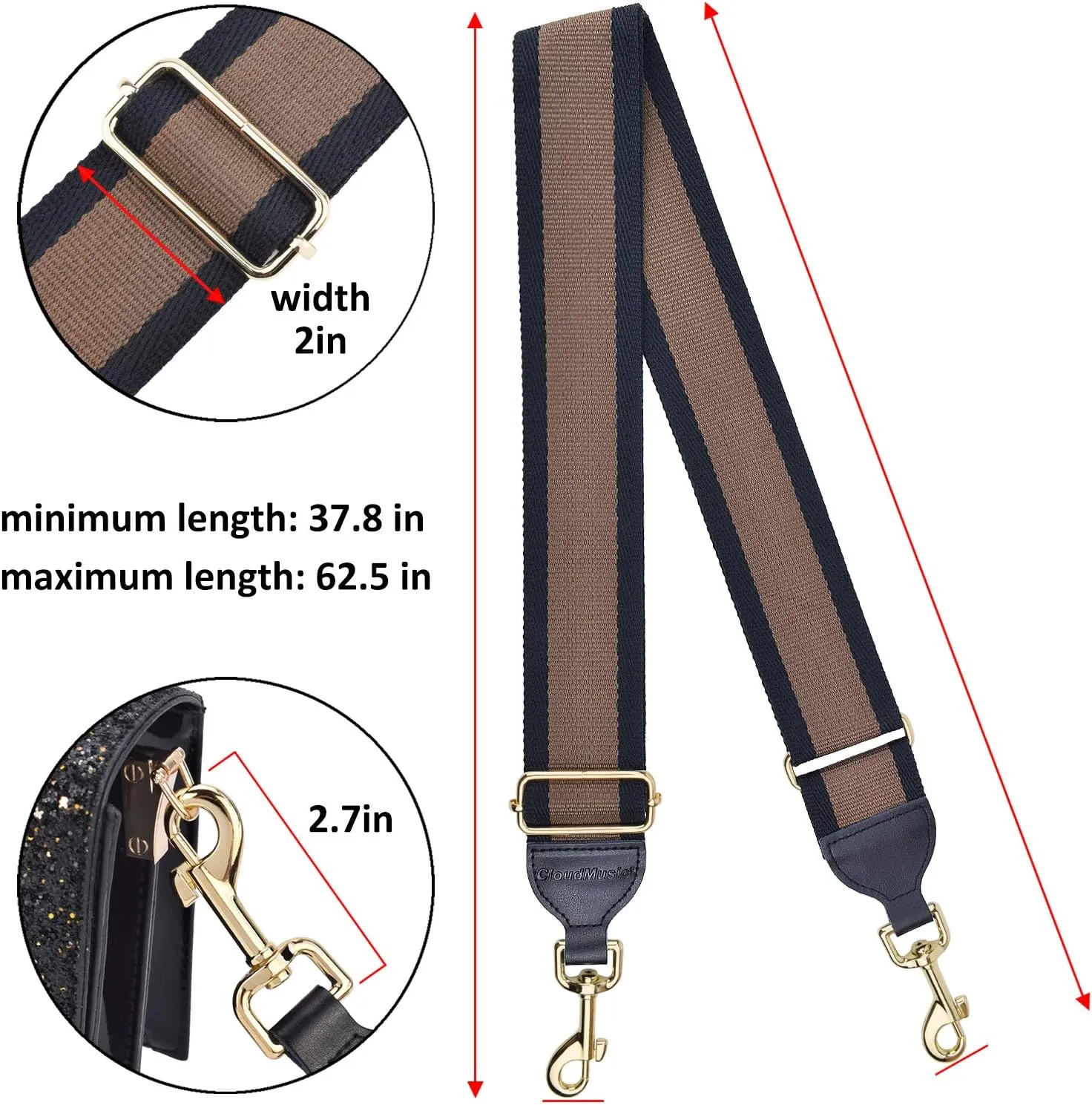 CLOUDMUSIC Handbag Strap Replacement Shoulder Crossbody Strap Purse Strap For Women Girls