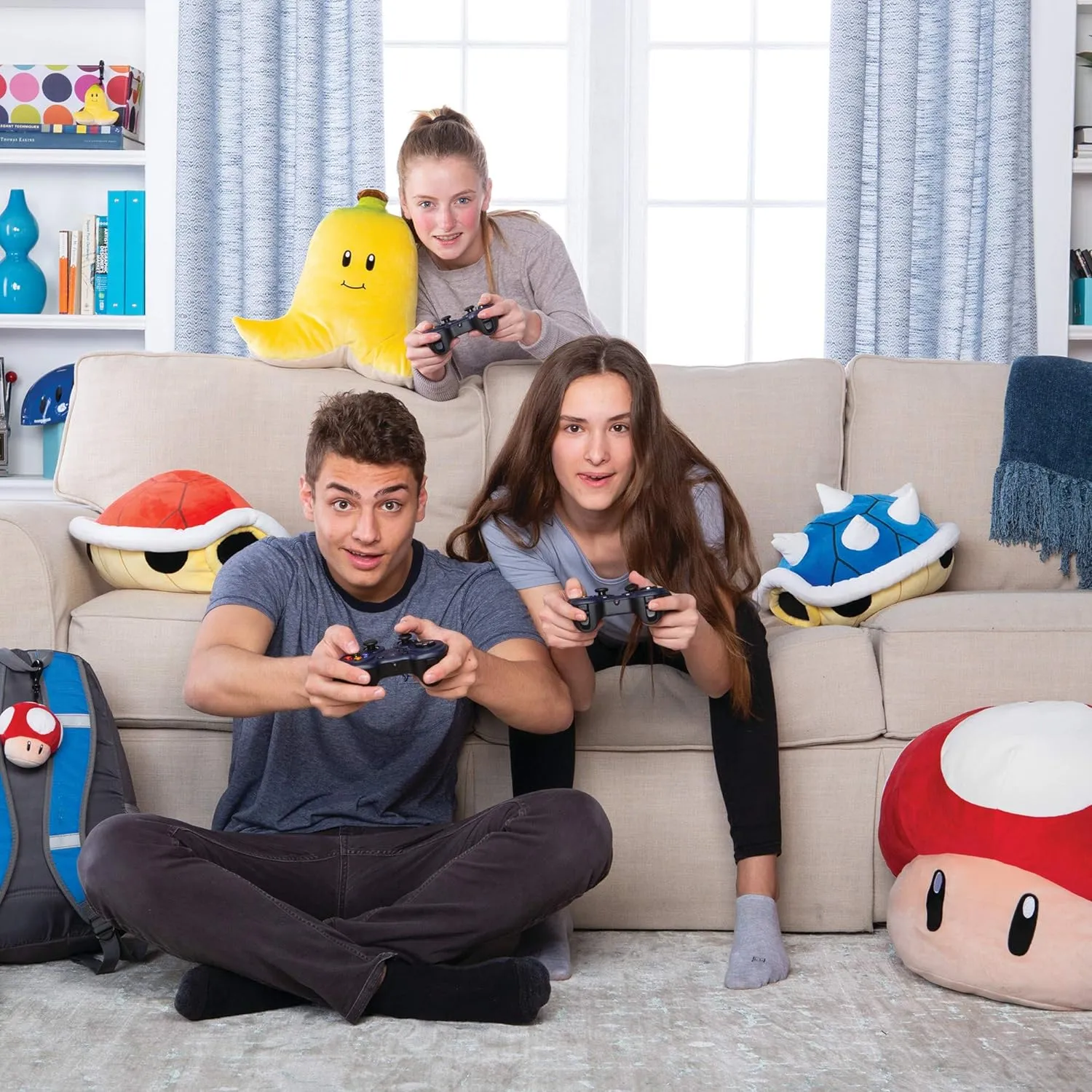 Club Mocchi-Mocchi- Mario Kart Plush - Red Shell Plushie - Squishy Mario Toys and Cute Stuffed Animals - Gaming Room Decor - Video Game Collectibles - 15 Inch