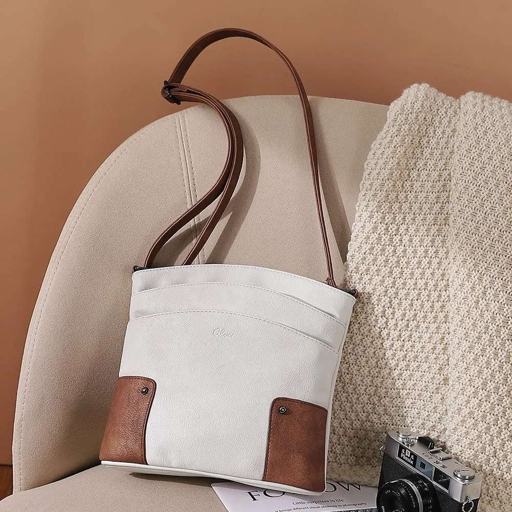 CLUCI Crossbody Bags for Women Leather Purse Travel Vacation Triple Pockets Vintage Handbags Shoulder Bags