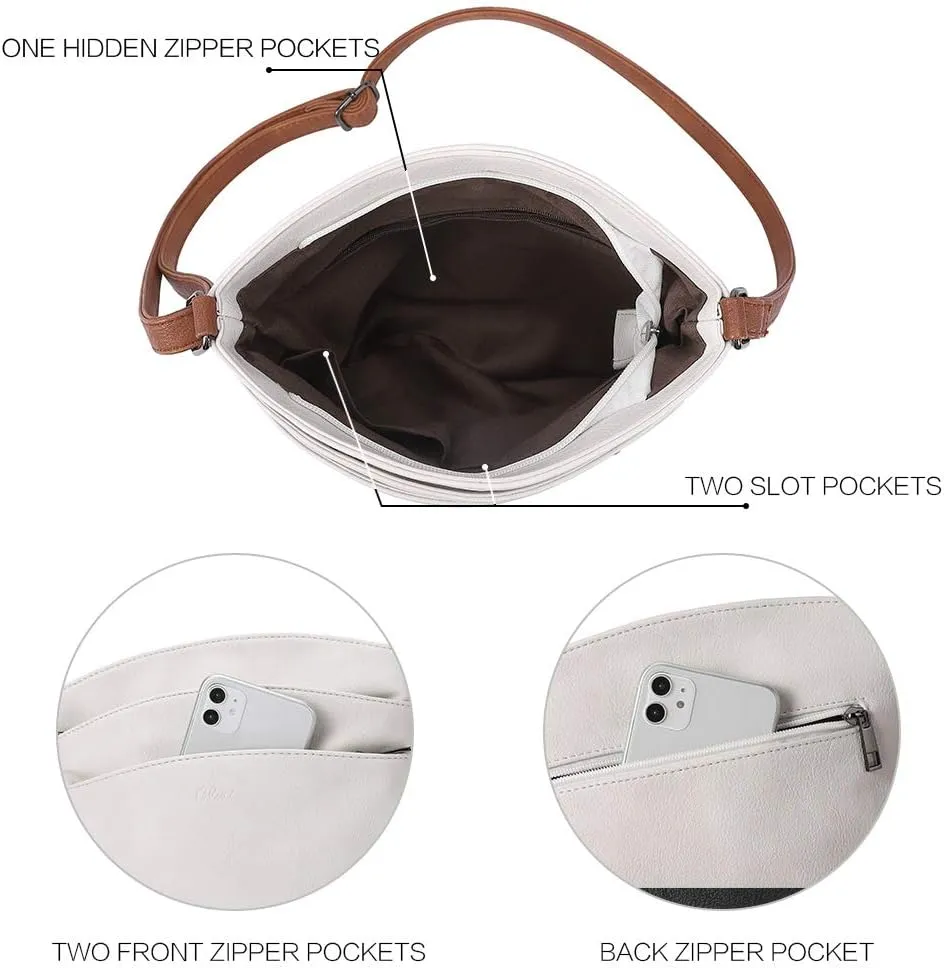 CLUCI Crossbody Bags for Women Leather Purse Travel Vacation Triple Pockets Vintage Handbags Shoulder Bags