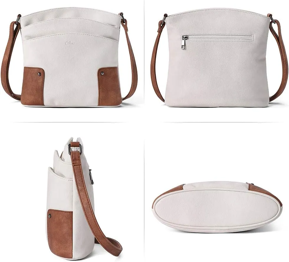 CLUCI Crossbody Bags for Women Leather Purse Travel Vacation Triple Pockets Vintage Handbags Shoulder Bags