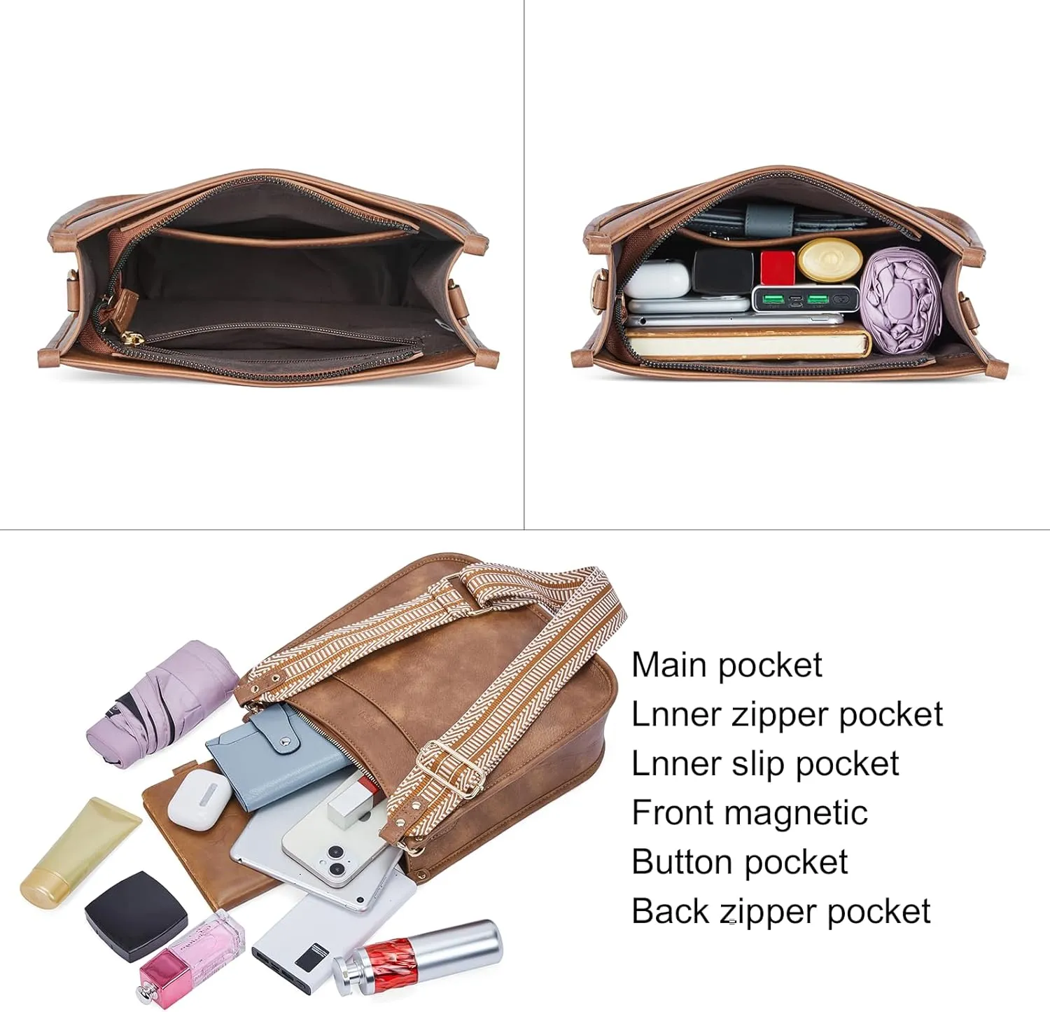 CLUCI Crossbody Bags For Women Trendy Fashion Shoulder Bag Vegan Leather Purse For Ladies with Adjustable Strap