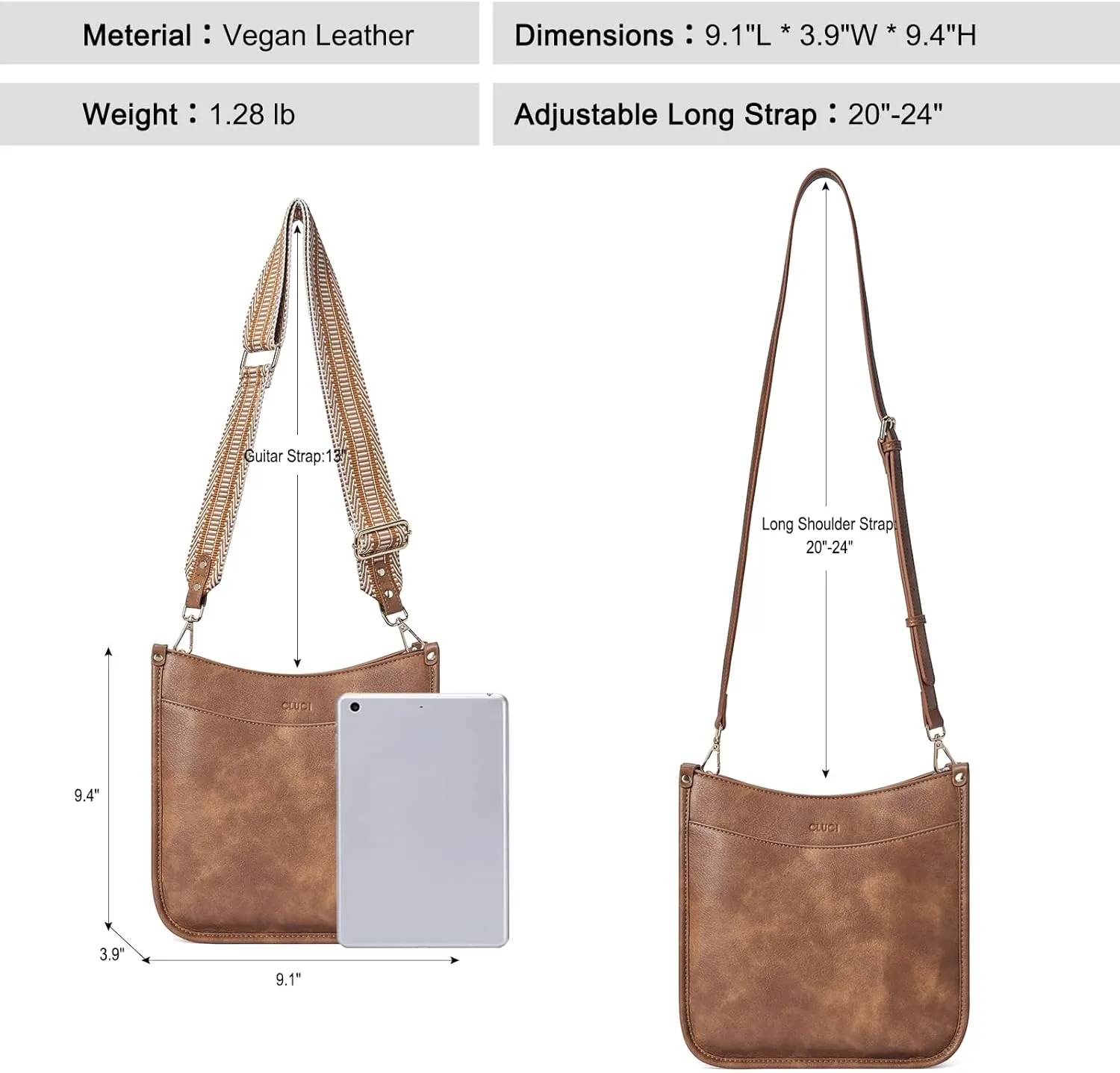CLUCI Crossbody Bags For Women Trendy Fashion Shoulder Bag Vegan Leather Purse For Ladies with Adjustable Strap