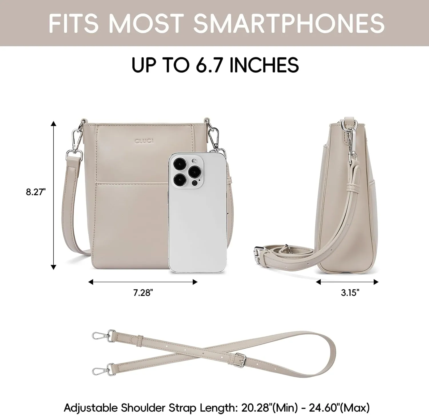 CLUCI Small Crossbody Bags for Women Trendy PU Leather Cell Phone Purse Wallet with Adjustable Strap