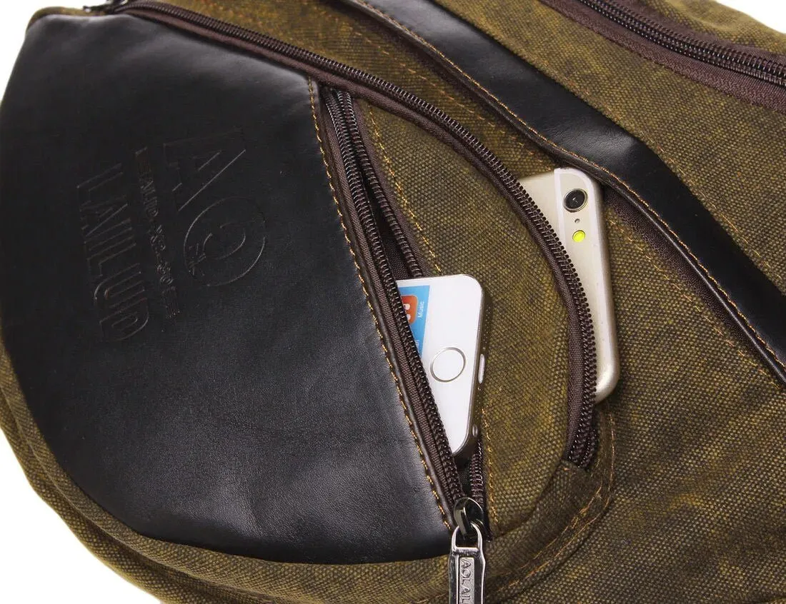 Coffee Canvas Crossbody Backpack