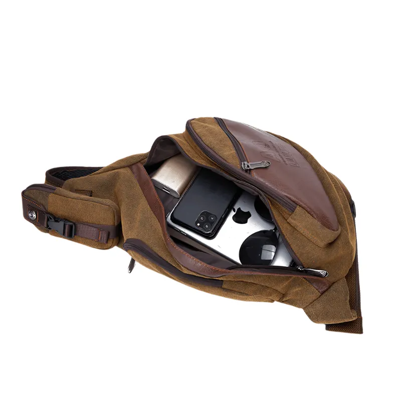 Coffee Canvas Crossbody Backpack