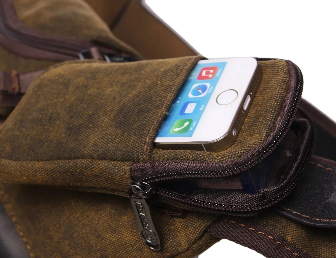 Coffee Canvas Crossbody Backpack