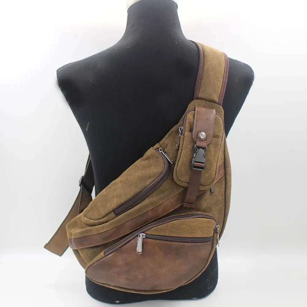Coffee Canvas Crossbody Backpack