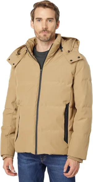 Cole Haan Men's Short Down Parka with Hooded Down Coat