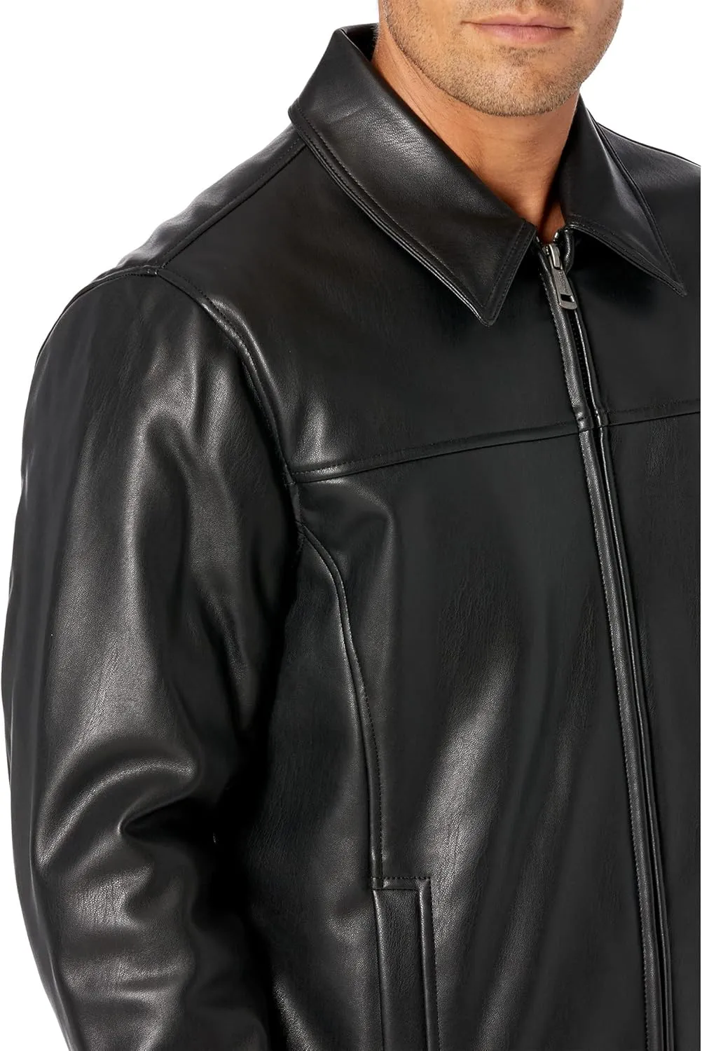 Cole Haan Men's Vegan Leather Shirt Collar Jacket