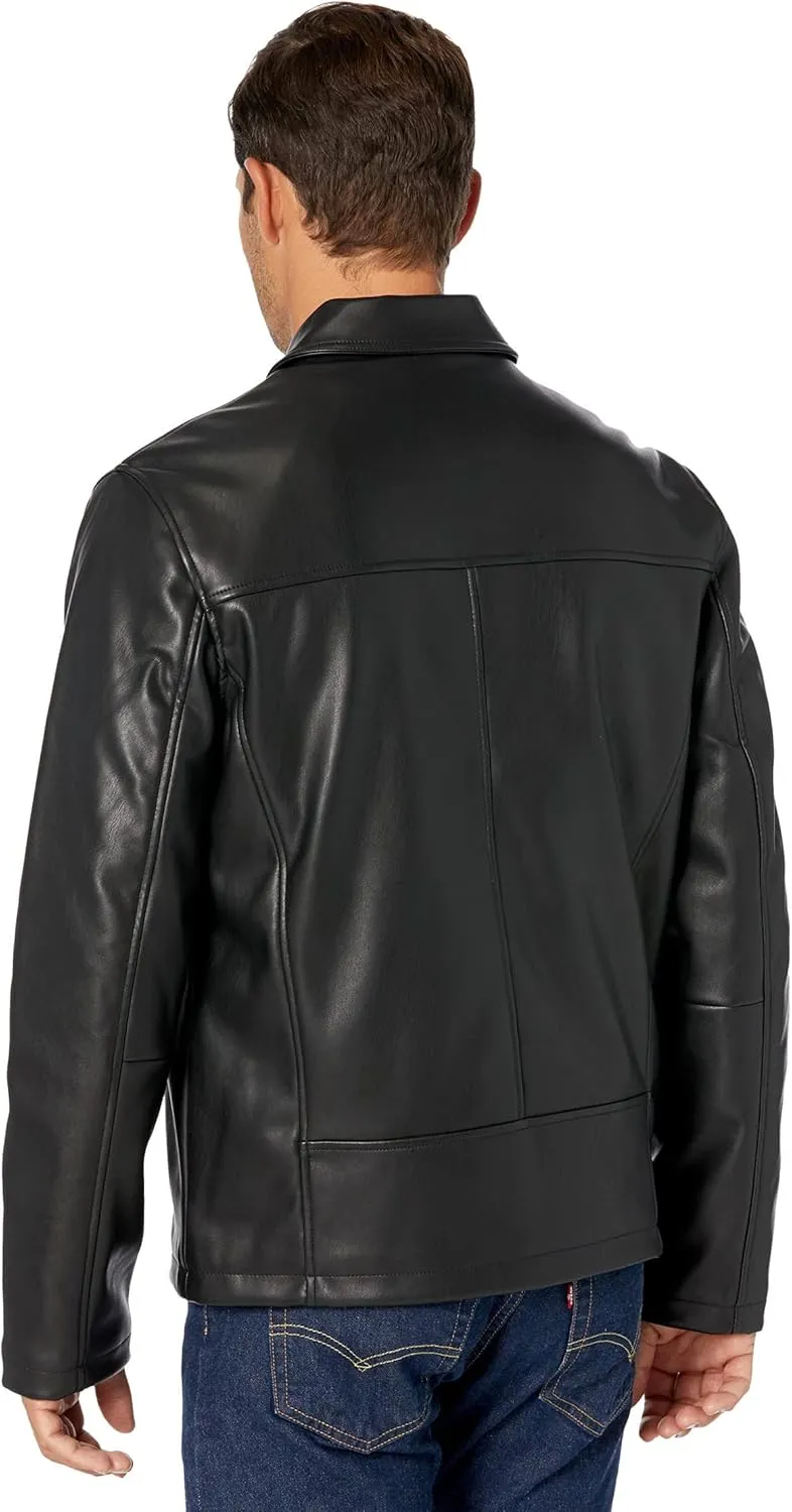 Cole Haan Men's Vegan Leather Shirt Collar Jacket