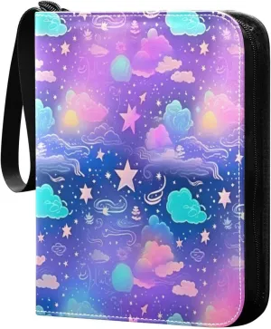 Colorful Flyer Card Binder with Double Sided PU Leather Holder Albums Book with 400 Pockets for Collectible Trading Card Games Card
