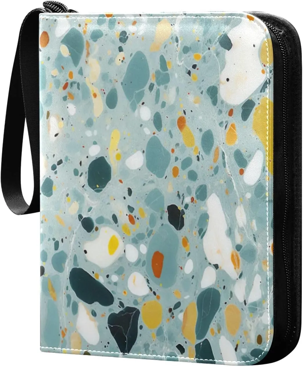 Colorful Tile Print Card Binder with Double Sided PU Leather Holder Albums Book with 400 Pockets for Collectible Trading Card Games Card