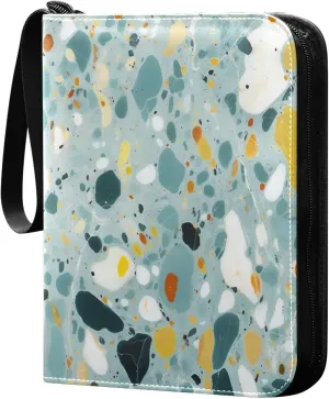Colorful Tile Print Card Binder with Double Sided PU Leather Holder Albums Book with 400 Pockets for Collectible Trading Card Games Card