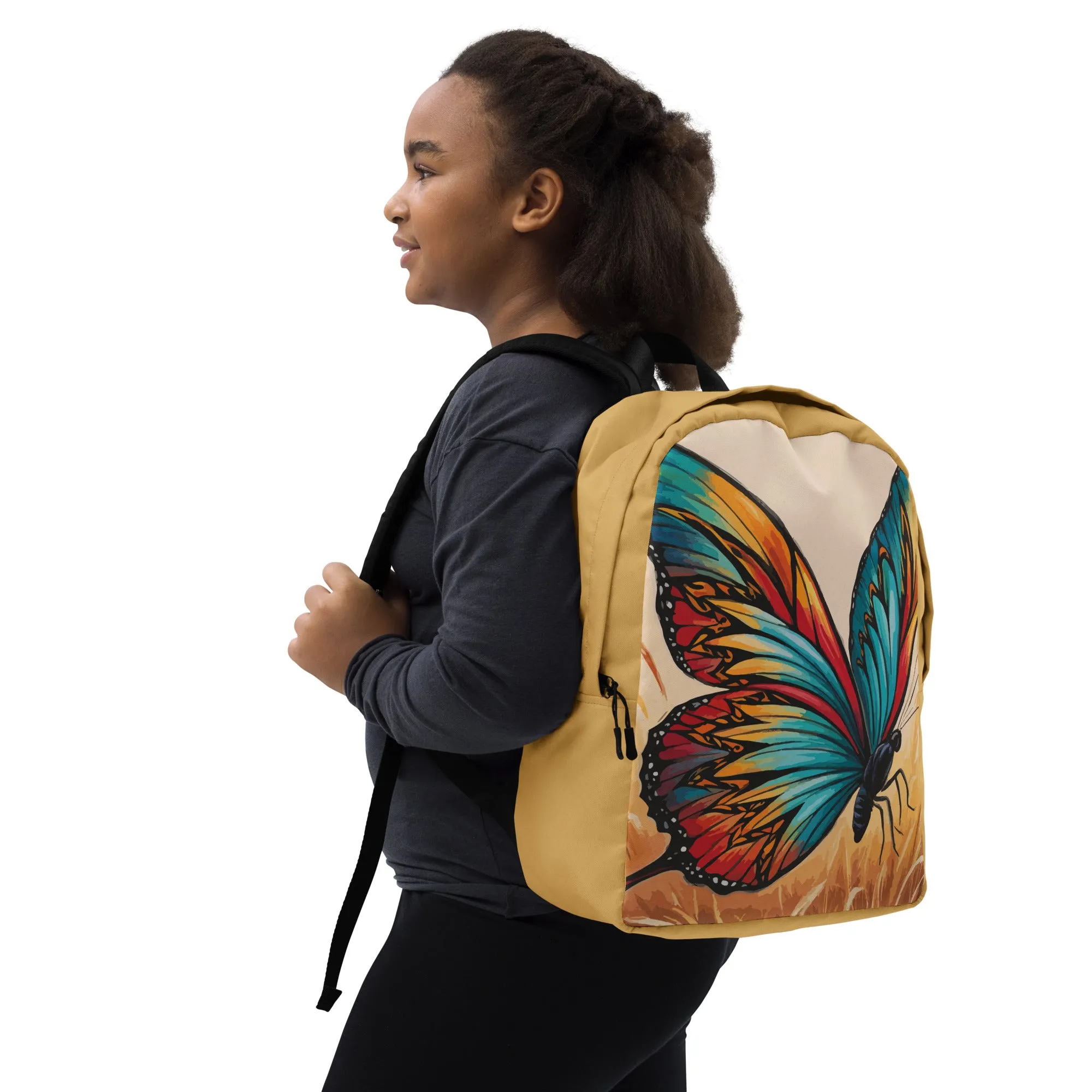 Colorful Wings - Golden Dreams - Artistic Butterfly Backpack