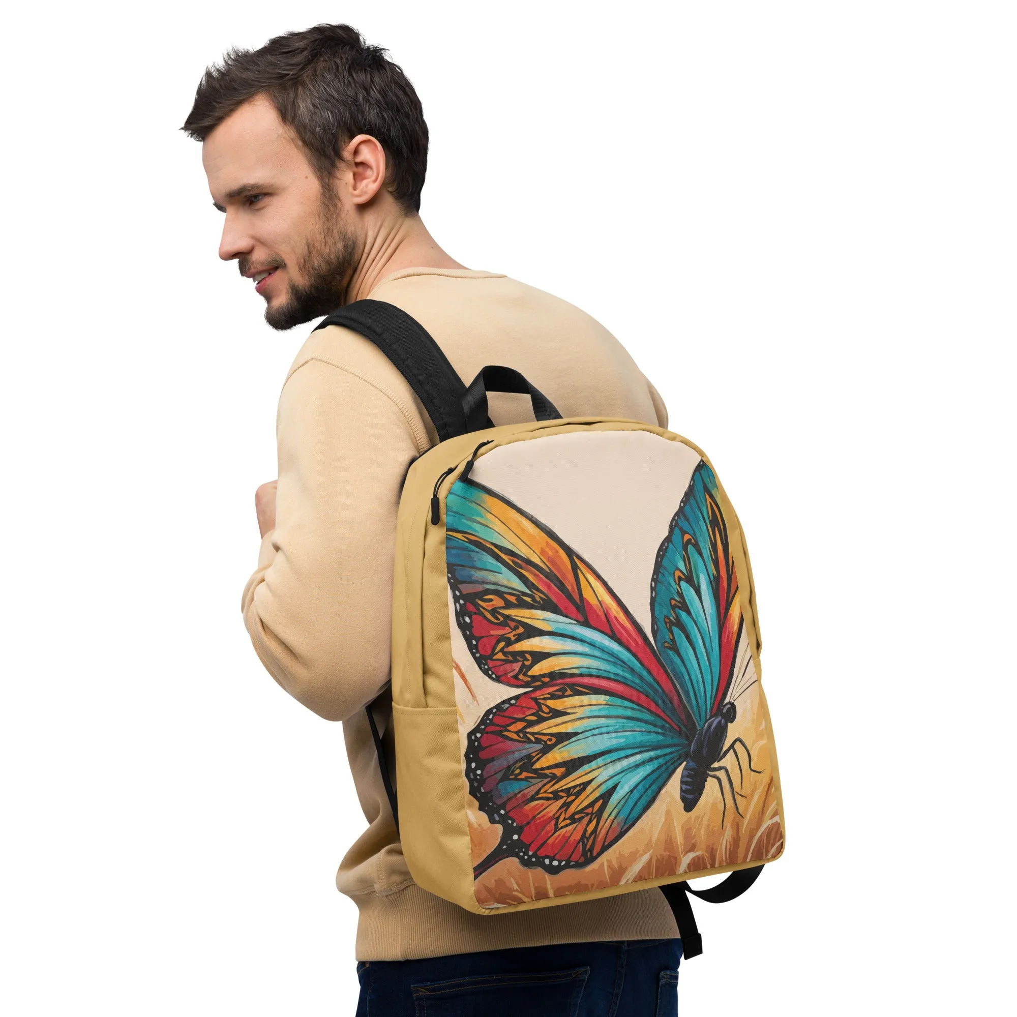Colorful Wings - Golden Dreams - Artistic Butterfly Backpack