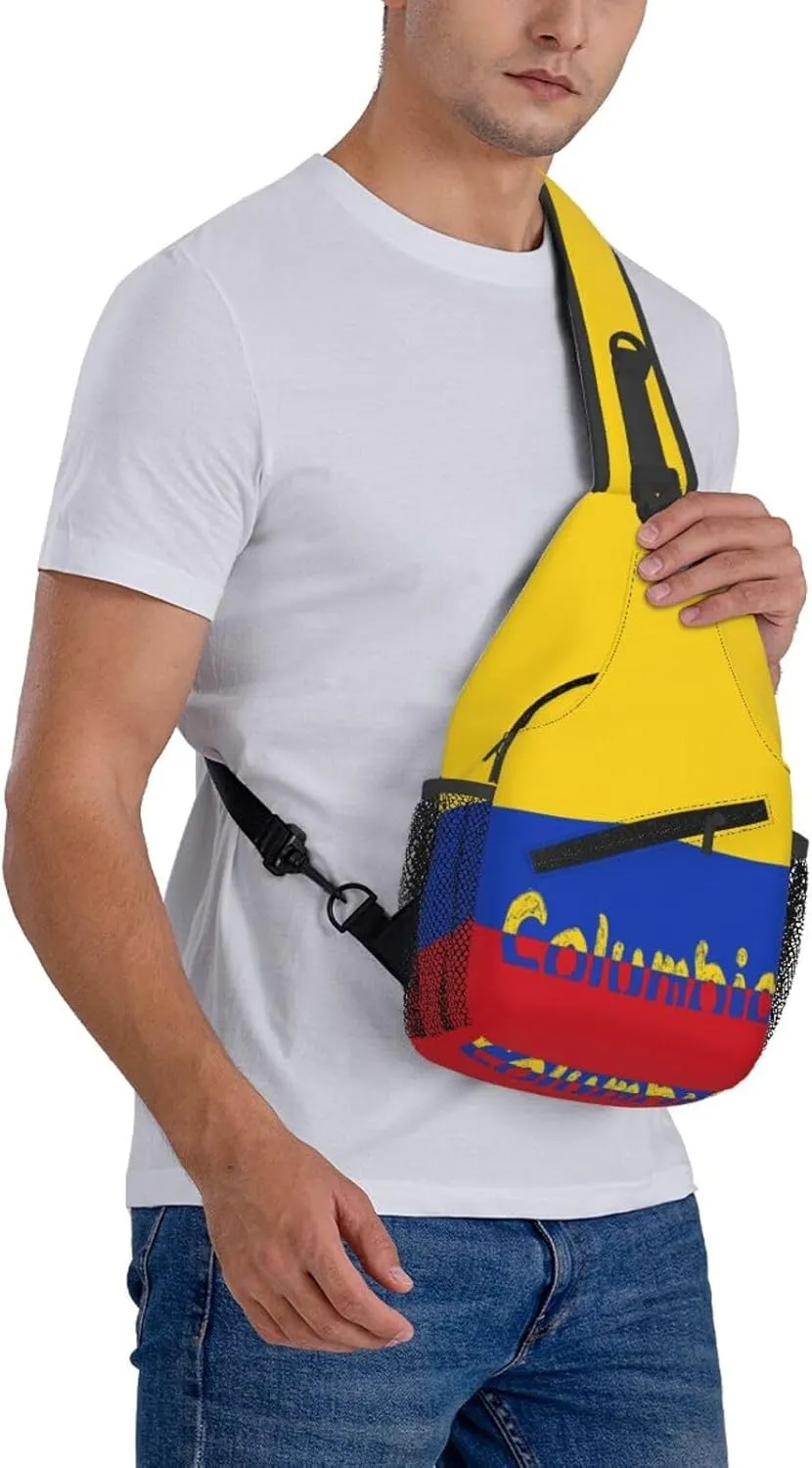 Columbia Sling Bag Columbia Flag Shoulder Bag Columbia Crossbody Chest Daypack Casual Backpack Bag for Colombians
