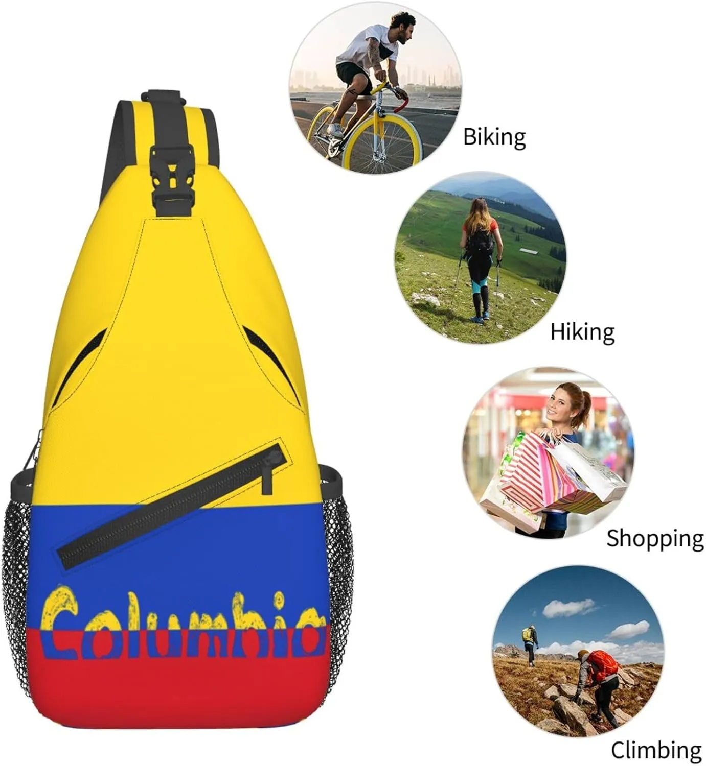 Columbia Sling Bag Columbia Flag Shoulder Bag Columbia Crossbody Chest Daypack Casual Backpack Bag for Colombians