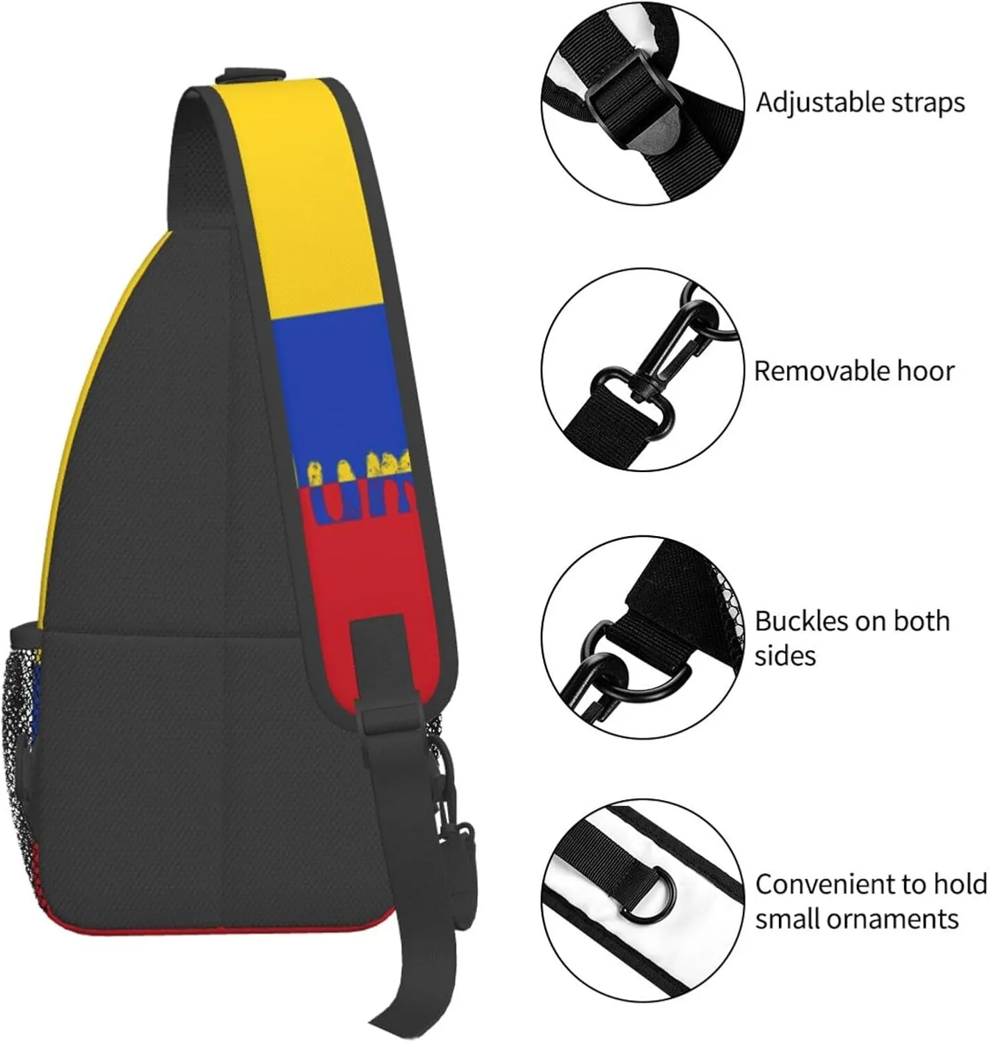 Columbia Sling Bag Columbia Flag Shoulder Bag Columbia Crossbody Chest Daypack Casual Backpack Bag for Colombians