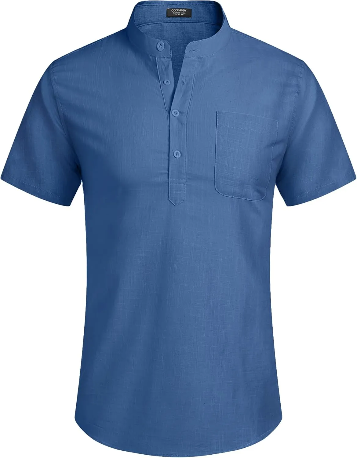COOFANDY Men's Cotton Linen Henley Shirt Short Sleeve Hippie Casual Beach T-Shirts with Pocket
