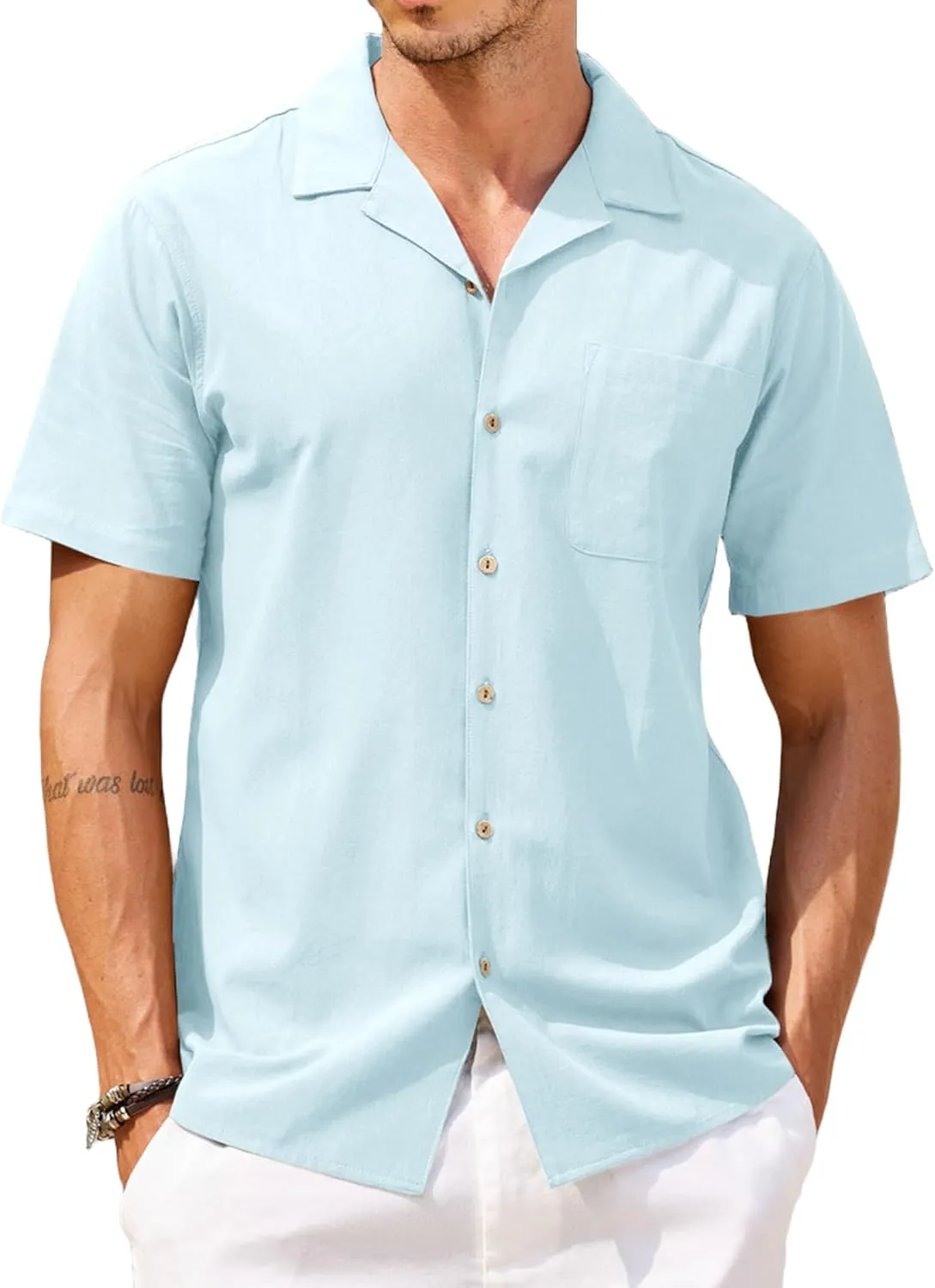 COOFANDY Men's Hawaiian Floral Shirts Cotton Linen Button Down Tropical Holiday Beach Shirts