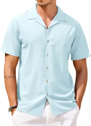 COOFANDY Men's Hawaiian Floral Shirts Cotton Linen Button Down Tropical Holiday Beach Shirts