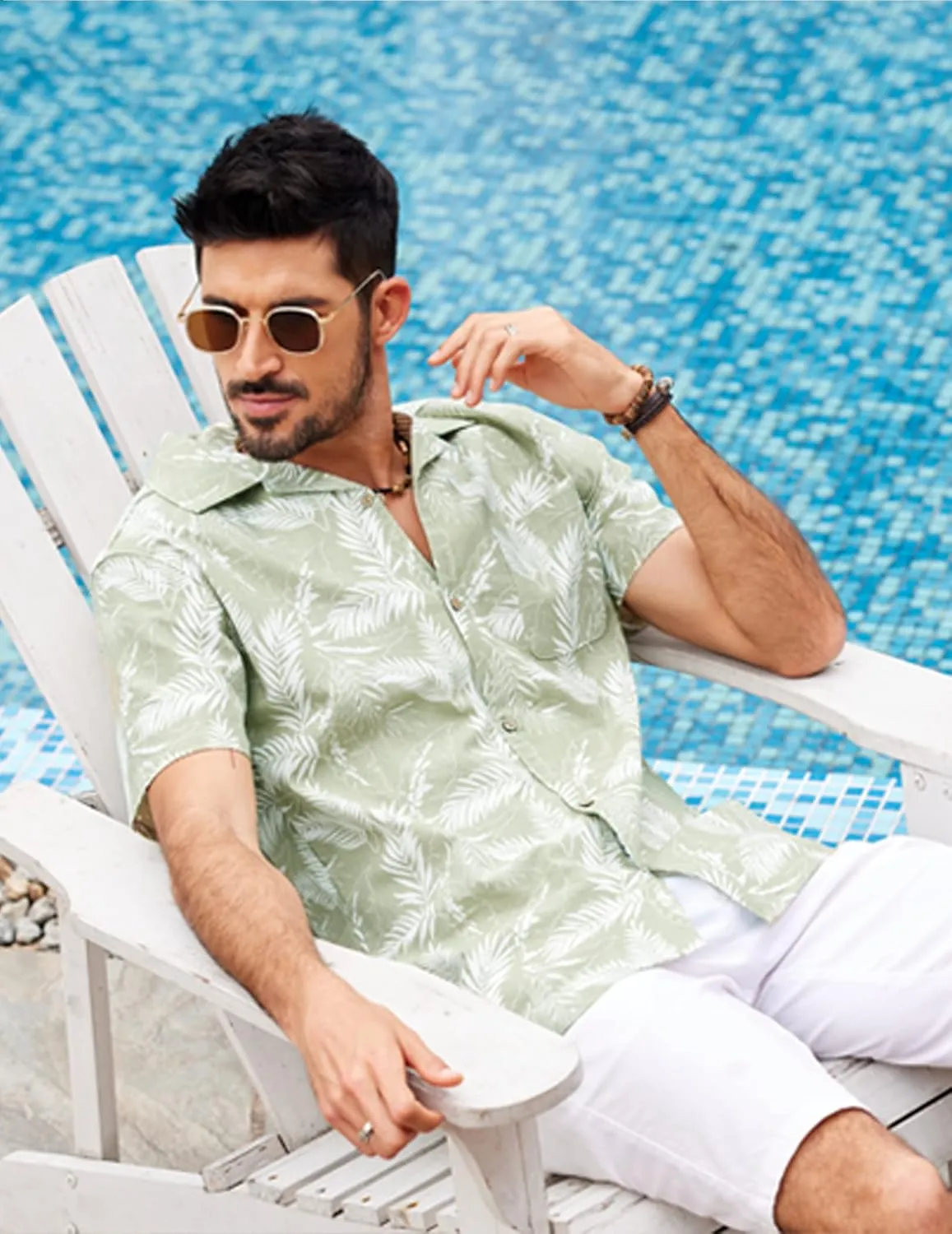 COOFANDY Mens Hawaiian Shirt Short Sleeve Buttoon Down Shirts Casual Tropical Floral Summer Linen Shirts