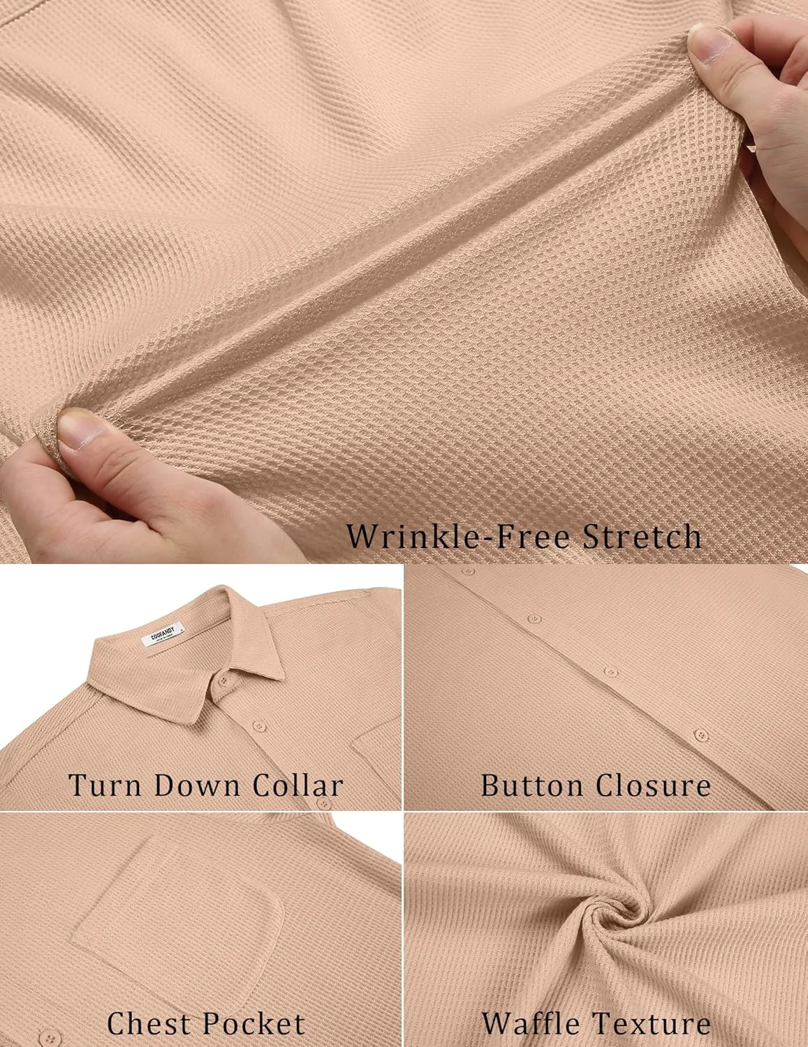 COOFANDY Men's Knit Button Down Shirts Casual Short Sleeve Polo Shirt Summer Beach Shirts with Pocket