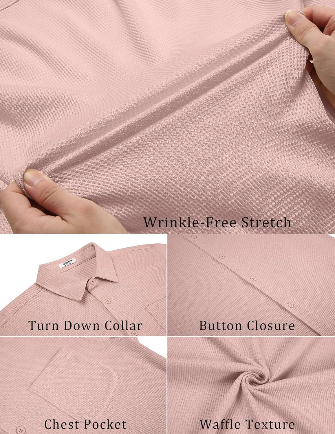 COOFANDY Men's Knit Button Down Shirts Casual Short Sleeve Polo Shirt Summer Beach Shirts with Pocket