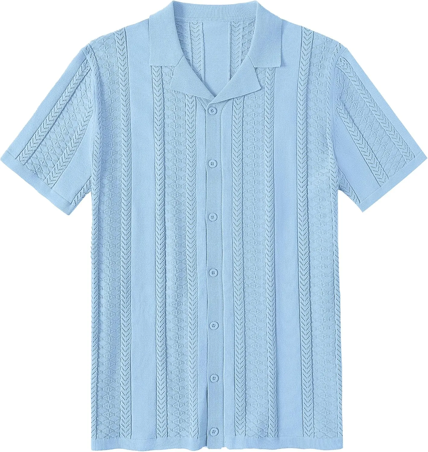 COOFANDY Men's Knit Shirts Vintage Short Sleeve Button Down Shirt Casual Summer Beach Shirt
