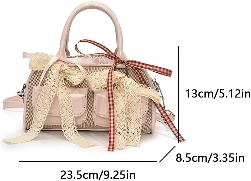 Coquette Bow Purse Cute Crossbody Bags for Women Y2k Purse Fashion Shoulder Handbag Top Handle Satchel Tote Bag