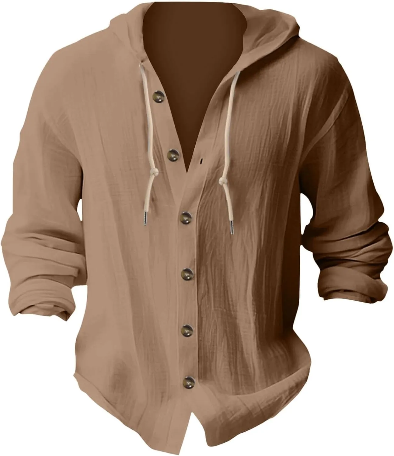 Cotton Hoodie for Mens Long Sleeve Linen Button Down Shirt Summer Casual Hawaiian Beach Tops Lightweight Work Tshirt