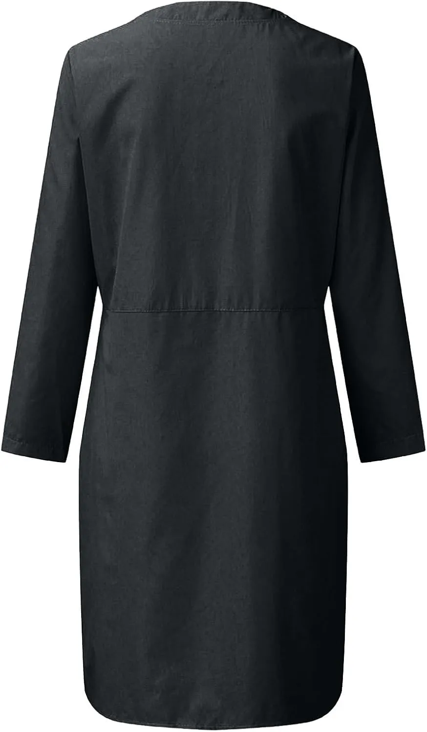 Cotton Linen Dresses for Women 2024 Fall Long Sleeve Solid Button Down Dress Semi Formal Pullover Top Linen Dresses