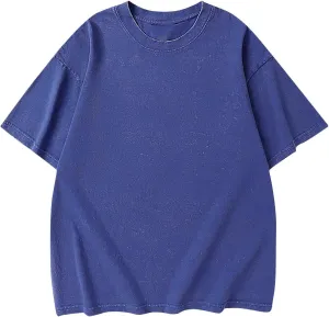 Cotton T Shirts for Men Crew Neck Short Sleeve Solid Vintage Washed Basic Tops Casual Fashion Loose Workout Blouse