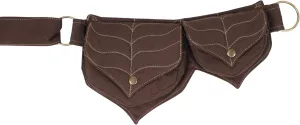 Cotton two Leaf Pocket Waist Belt-Brown